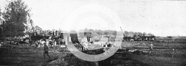 The Battle of La Malmaison; One of the high-powered heavy artillery batteries.., 1917. Creator: Unknown.