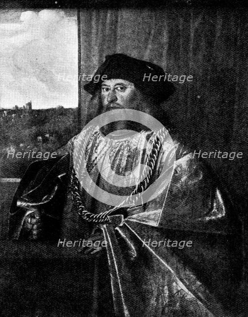 Venetian Art at the New Gallery: Portrait of a Noble - by Giovanni Cariani, 1895. Creator: Unknown.