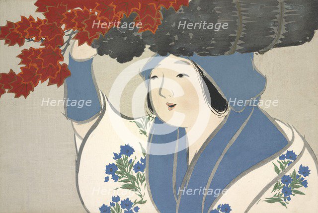 Kuroki Uri, from Momoyo-gusa (The World of Things) Vol I, pub.1909 (colour block woodcut)