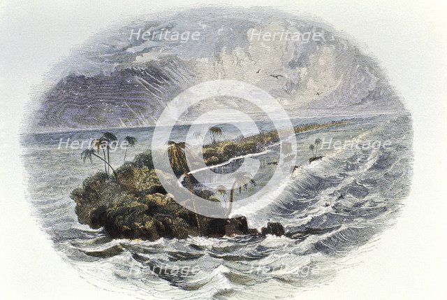 Coral Reef and island. Artist: Unknown