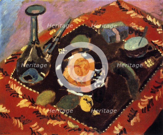 'Dishes and Fruit on a Red and Black Carpet', 1906. Creator: Henri Matisse.