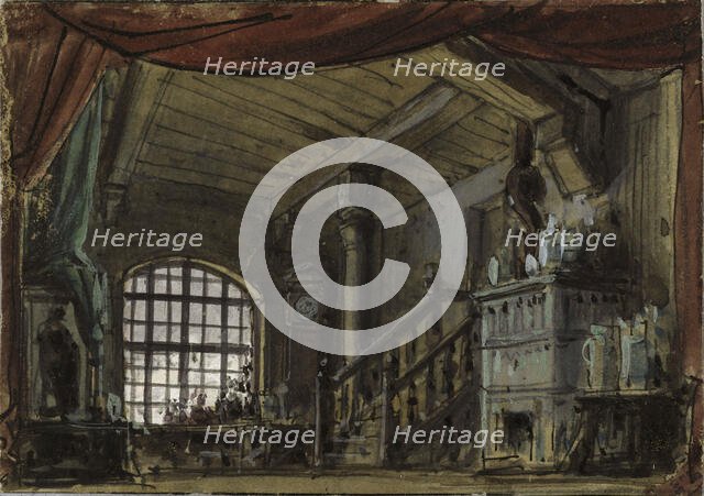 Stage design for the opera La Princesse jaune by Camille Saint-Saëns, 1872. Creator: Chaperon, Philippe (1823-1906).