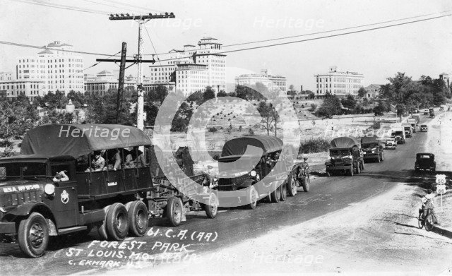 Convoy of the 61st Cavalry Artillery, Forest Park, Missouri, USA, 1932. Artist: Ekmark Photo