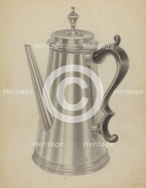 Silver Coffee Pot, 1935/1942. Creator: Michael Fenga.