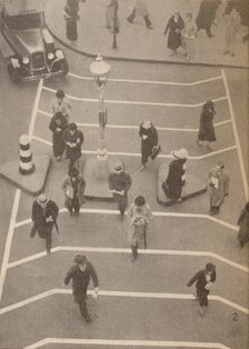 'A Safety Lane opposite Charing Cross Station', c1934, (1935). Artist: Unknown.