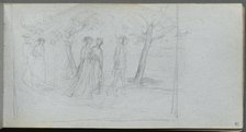Sketchbook, page 41: Figures in a Landscape. Creator: Ernest Meissonier (French, 1815-1891).