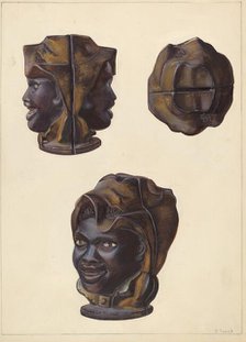 Double Faced Negro Head Bank, c. 1938. Creator: Clementine Fossek.
