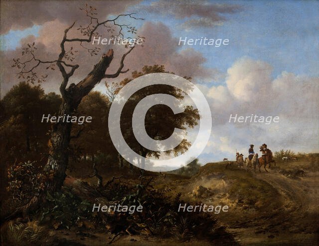 Hunting party in the dunes, 1660-1665. Creator: Jan Wijnants.