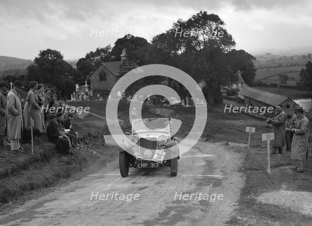 Singer B37 1.5 litre sports of WC Butler competing in the South Wales Auto Club Welsh Rally, 1937 Artist: Bill Brunell.