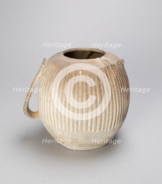 Ovoid Jar with Handle, Warring States period (480-221 B.C.), c. 4th century B.C. Creator: Unknown.
