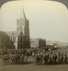 British soldiers reviewed by Lord Roberts, Public Square, Pretoria, South Africa, Boer War, 1900.Artist: Underwood & Underwood
