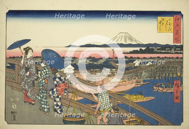 Nihon Bridge to Edo Bridge (Nihonbashi Edobashi), from the series "Famous Places in Edo..., 1853. Creator: Ando Hiroshige.