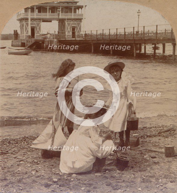 'Playing on the Beach' c1900. Artist: Keystone View Company.
