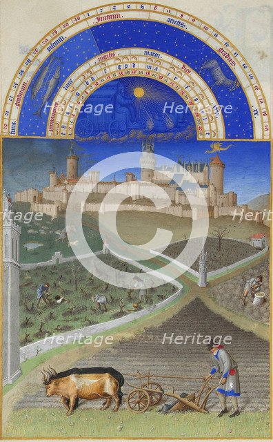March (Les Très Riches Heures du duc de Berry), 1412-1416. Creator: Limbourg brothers (active 1385-1416).