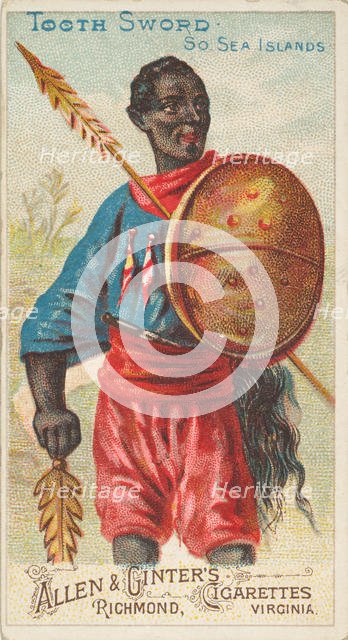 Tooth Sword, South Sea Islands, from the Arms of All Nations series (N3) for Allen & Ginte..., 1887. Creator: Allen & Ginter.