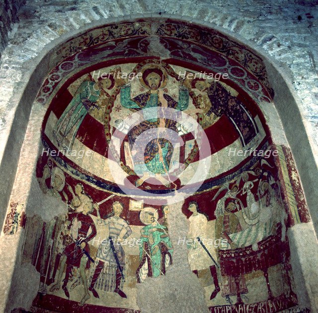 Paintings of the apse of the church of Santa María de Terrassa with Pantocrator.