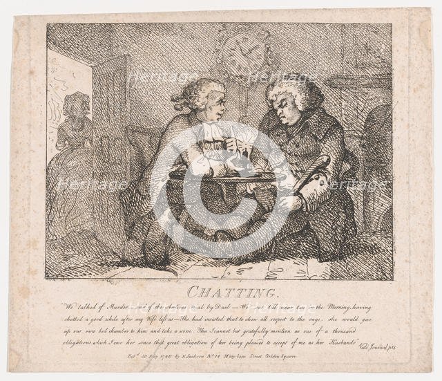 Chatting (Picturesque Beauties of Boswell, Part the First), May 30, 1786., May 30, 1786. Creator: Thomas Rowlandson.