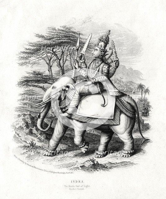 Indra, the Hindu god of light, 19th century. Artist: Unknown