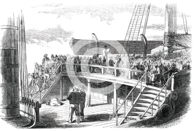 Quarter-Deck of an Emigrant Ship - Roll-Call, 1850. Creator: Unknown.