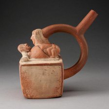 Handle Spout Vessel Depicting Two Lovers, 100 B.C./A.D. 500. Creator: Unknown.