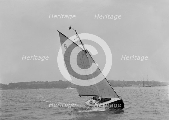 The sloop 'Genista' under sail on the River Hamble, 1920. Creator: Kirk & Sons of Cowes.