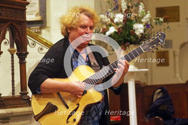 Howard Alden, Geoff Simkins - Howard Alden Trio, St Andrews Church, Hove, East Sussex, 21 Oct 2022. Creator: Brian O'Connor.