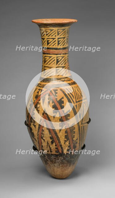 Urn Painted with a Geometric Textile-like Pattern, A.D. 1100/1500. Creator: Unknown.