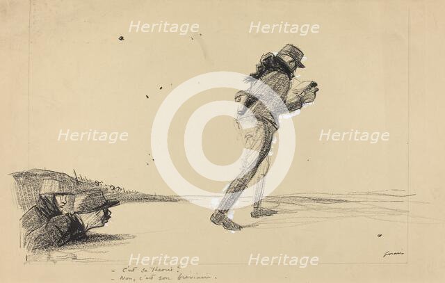 Sur le Front. - C'est sa théorie? - Non, c'est son bréviaire., c. 1914/1919.  Creator: Jean Louis Forain.