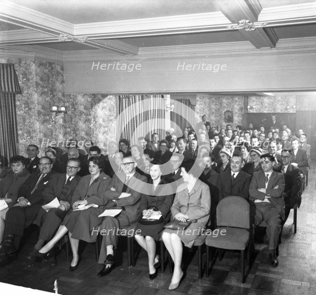 Danish Bacon (wholesale) meeting for grocers from the Doncaster area, South Yorkshire, 1961. Artist: Michael Walters