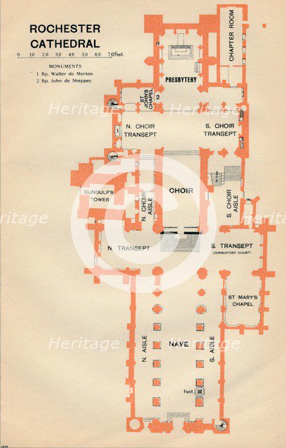 'Rochester Cathedral', c20th Century. Artist: John Bartholomew.