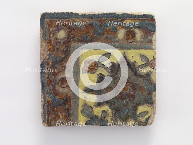 Corner piece tile, Qajar period, 17th century. Creator: Unknown.