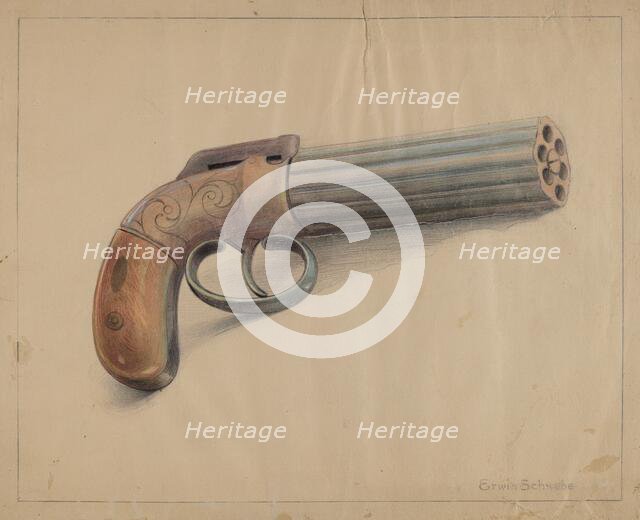 Revolving Pistol, c. 1936. Creator: Erwin Schwabe.