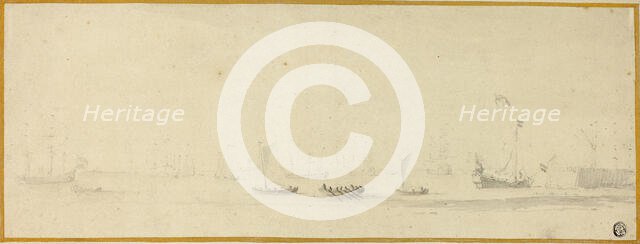 Ships in Full Sail with Small Boats, n.d. Creator: Willem van de Velde the Younger.