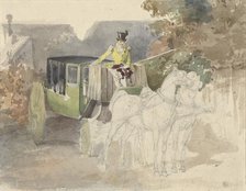 Carriage with two horses, 1810-1890. Creator: Eugene Louis Lami.