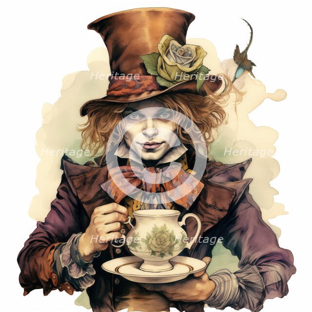 AI IMAGE - The Mad Hatter, from "Alice in Wonderland", 2023.  Creator: Heritage Images.