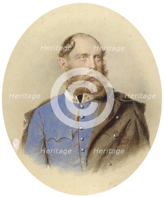 Portrait of Archduke Karl Ludwig of Austria (1833-1896) as Proprietor of the Uhlan Regiment..., 1872 Creator: Kriehuber, Josef (1800-1876).