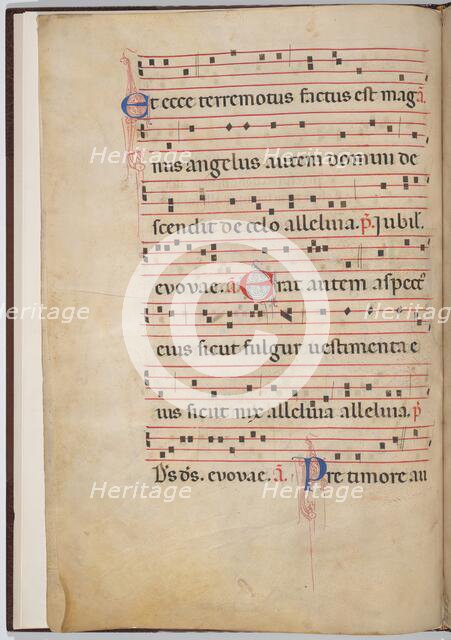Leaf 3 from an antiphonal fragment (verso), c. 1275. Creator: Unknown.