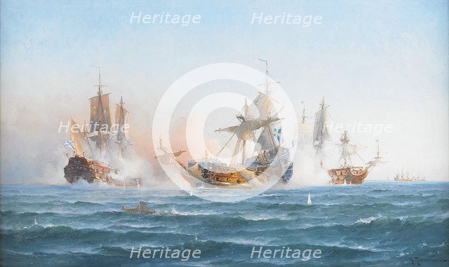 HMS Wachtmeister fighting against the Russian squadron on Juny 4, 1719, 1902. Artist: Richarde, Otto Ludvig (1862-1929)