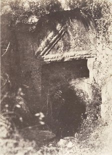 Jérusalem, Vallée de Hinnom, Tombeau antique à fronton triangulaire et à crossettes, 1854. Creator: Auguste Salzmann.