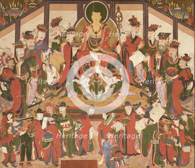 Bodhisattva Jijang (Kshitigarbha) and the Ten Kings of Hell (image 1 of 9), c1841. Creator: Anon.