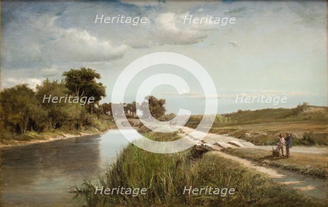 French River Landscape with a Bridge, 1866. Creator: Anton Melbye.