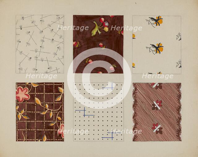 Materials from Quilt, c. 1937. Creator: Dorothy Posten.