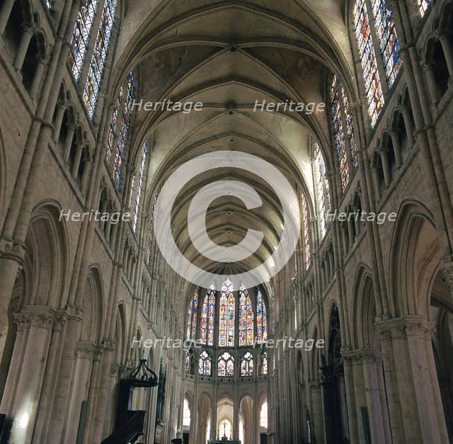Interior of the Church of St Pierre, 12th century. Artist: Unknown