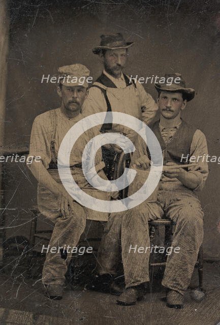 Three Painters with Brushes and Paint Cans, 1870s-80s. Creator: Unknown.