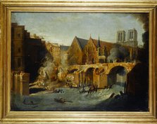 The Petit-Pont, after the fire of 1718, between 1701 and 1800. Creator: Jean-Baptiste Oudry.