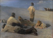 Fishermen at Skagen Beach, 1883. Creator: Peder Severin Kroyer.