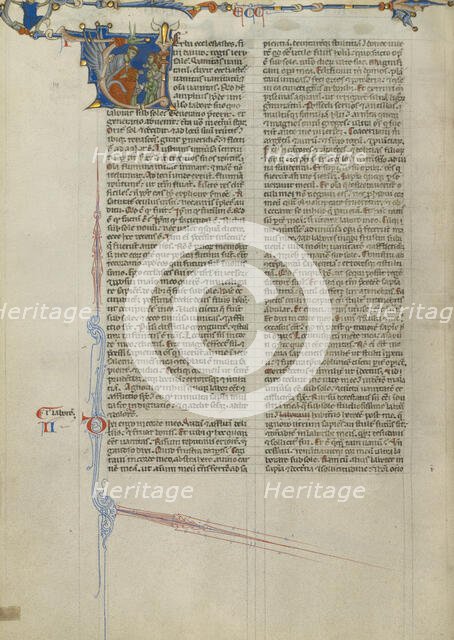 Initial V: Preacher Addressing a Crowd; Abbey Bible, about 1250-1262. Creator: Unknown.