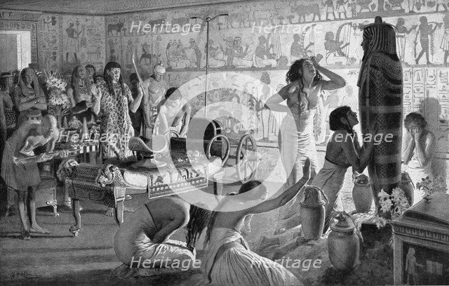 Scene of mourning at the funerary temple of Tutankhamun, Egypt, 1325 BC (1933-1934). Artist: Unknown