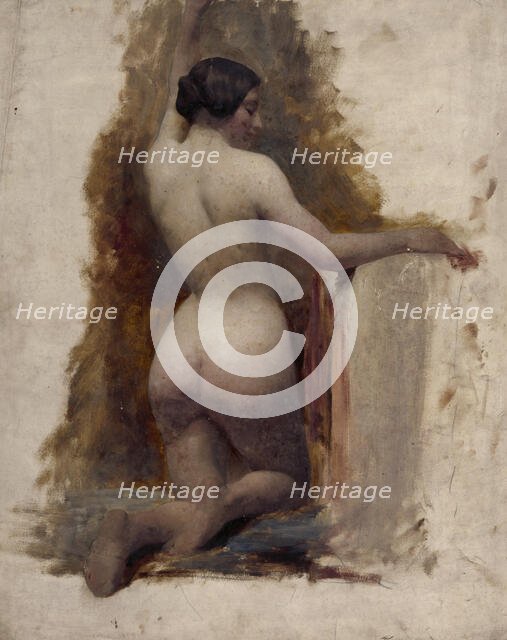 Kneeling female nude viewed from the back, (c1850?). Creator: Unknown.