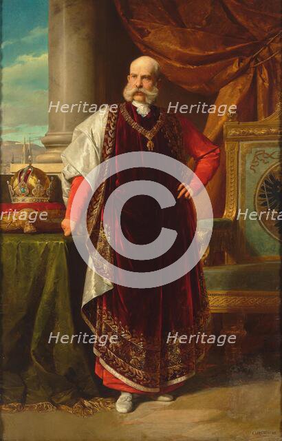Portrait of Franz Joseph I of Austria as Grand Master of the Golden Fleece, 1891. Creator: Lebiedzki, Eduard (1862-1915).